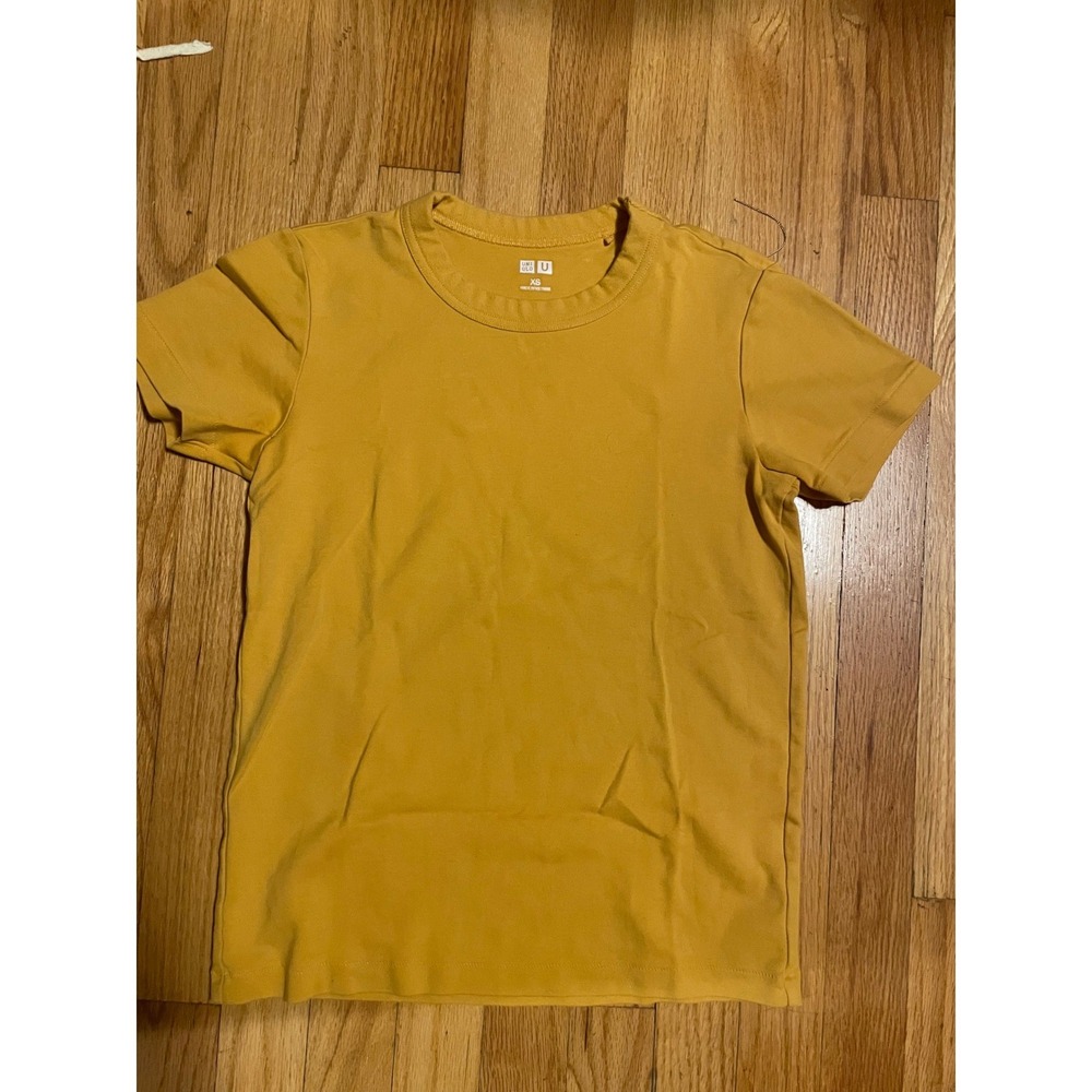 Uniqlo U Crewneck Short Sleeve T-Shirt Mustard Yellow 100% Cotton XS